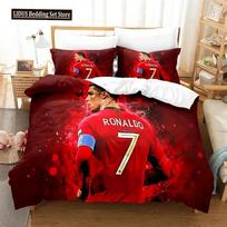 Futbolo žvaigždė CR7 Futbolo patalynės komplektas Berniukams Mergaitėms Dvigulė Karalienės Dydžio Antklodės Užvalkalas Pagalvės Užvalkalas Lovos Berniukai Suaugusiųjų Mada Namų Tekstilėextile EU Single(135*200cm)3pcs