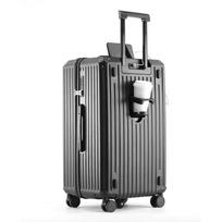 PACKAGE FASHION Durable Rolling Luggage with Cup Holder & Charging Port 20-inch
