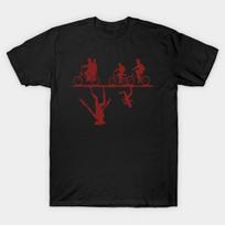 Men Black Print T-shirt Stranger Things M10060 No-Cut Transfer Paper Print Cotton Tshirt S juoda
