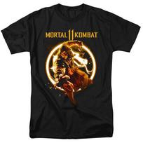 „Mortal Kombat XI Scorpion Flames“ suaugusiųjų 18/1 marškinėliai, juodi unisex marškinėliai XL