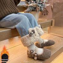 Girls' Autumn/Winter 2025 Fleece Denim One-Piece Wide-Leg Pants 140cm mėlyna