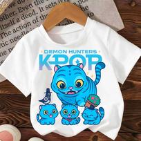 Anime Kpop Demon Hunters Boys T-shirts Children Summer Casual Short Sleeve Tees Kpop Demon Hunters T Shirts for Men Women 110
