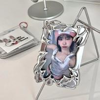 Electroplated Irregular Card Holder - High-End Polaroid Photo Student Accessory Silver