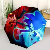 Sonic the Hedgehog & Shadow of the Hedgehog Umbrella, Portable 3 Fold Compact Umbrella for Men & Women, Valentine's Day Mothe