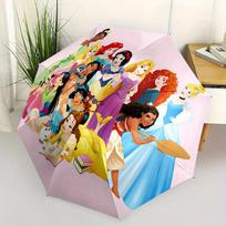 Princesses, Cartoon Characters Automatic Opening and Closing Umbrella  8 Ribs Windproof Portable Folding Umbrella, Suitable for Casual