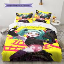 Cyberpunk Edgerunner Pattern Bedding,Quilt Set Quilt Cover Pillowcase Home Birthday Gift (1 * duvet cover + 2 * pillowcase, without core) 135x200cm