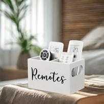 Remote Control Holder Remote Box with 2 Slots Wooden TV Remote Holder for Table for Bed Living Room Office Bedside Table Couch juoda
