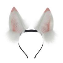 Girls Anime Character Ear Shape Headband Electric Moving Ear Plush Hair Hoop 1 balta