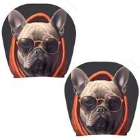 2Pcs Universal Car Seat Cover Santa Claus Breathable Car Headrest Cover Dust-proof Elastic Car Seat Headrest