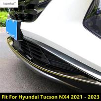 „Hyundai Tucson NX4“ automobilio priekinio apatinio buferio juostelės dekoratyvinio dangtelio apdaila iš nerūdijančio plieno, priedai iš išorės.