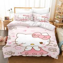 Hello Kitty Miegamojo Vaikų Patalynės Komplektas Antklodės Užvalkalas Komfortas Karalienės Dydžio Su Pagalvės Užvalkalu Kalėdinės Dovanos Namams EU Single(135*200cm)3pcs