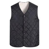 Vyriška didelio dydžio medvilninė liemenė - Rudens/Žiemos šiluma su aksominiu pamušalu, Klasikinis rankovių neturintis stilius vidutinio amžiaus madoje. 3XL (125-145 jin) juoda