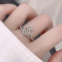 Niche Design Flash Diamond Saturn Letter Ring Light Luxury High Sense Index Finger Open Ring Personality Fashion Adjustable opening