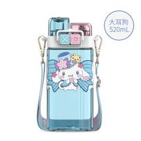 Sanrio Kuromi vandens puodelis mergaitėms, aukštas grožis, plastikas, atsparus aukštai temperatūrai, mielas dvigubo gėrimo puodelis su šiaudeliu, kvadratinis vandens puodelis 520ml