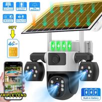 V380 Pro 4G SIM kortelės kamera su saulės baterija, trys objektyvai, lauko, akumuliatorinė, namų stebėjimo, saugumo apsaugos, CCTV vaizdo kameros WIFI Camera