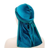 Unisex moterims vyrams aksominis Durag ilgu uodegu galvos apdangalas Bandana Elastingi Durags Bangos kepuraitės Vyriškas Doo Rag Turbanas Hip-Hop Pirato kepurė
