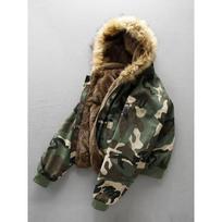 2025 Winter Men's Double-Sided Hooded Cotton Jacket - Streetwear Camouflage Design XXL kamufliažas