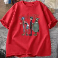 Music Band Gorillaz Punk Rock T-Shirt Women Summer 90s Crew Neck Cotton Short Sleeve T-Shirt Clothes Retro Oversized Y2K Clothing T-Shirt 4XL