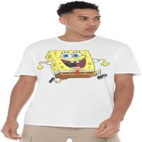 SPONGEBOB SQUAREPANTS Happy Running Spongebob Unisex T Shirt S balta