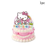 Hello Kitty Sanrio Gimtadienio Dekoracija Party Supplies Kawaii Balionai Vienkartinis Lėkštė Puodelis Animacinis Vėliavėlė Party Decor Accessorie