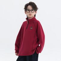 Boys' 2025 Winter Fleece-Lined Half-Zip Pullover Hoodie for Medium and Older Children 150 abrikosas