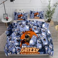 Animacinis Grizzy ir Lemingai Patalynės Komplektas Miegamojo Minkštos Modernios Antklodės Patogus Užvalkalas Ant Antklodės Užvalkalas Ir Pagalvės Užvalkalas EU Single(135*200cm)3pcs