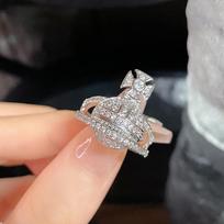 Saturn Planet Oil Drop Pin Open Ring Set Niche Design Personality High Sense Light Luxury Ring Adjustable opening