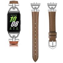 Metalinis+Odinis dirželis Samsung Galaxy Fit 3, skirtas Samsung fit 3 išmaniajam laikrodžiui, apyrankė Galaxy Fit 3 apyrankė dirželis ruda