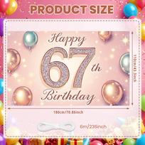 67th Birthday Background Gold Balloons Glitter Backdrop Birthday Backdrop Luxury  Celebration Background For Female 67th
