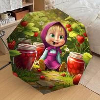 1pc Masha and the Bear Automatic Folding Umbrella, Portable Collapsible Design, Casual Outdoor Accessory L1127084