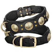 Real Leather Dog Collar Genuine Leather Dog Collars Spiked Studded Big Dog Collar Necklace Adjustable For Medium Large Dogs Pug L