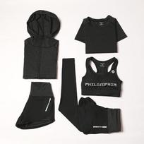 2019 Trendy Yoga Set: Flattering, Quick-Dry, 5-Piece Sportswear for Running XXXL rožinė