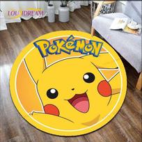 Animacinis Pokemonų Spaudinys Vaikams Pikachu Kilimas Plotinis Kilimas Apvalus Kilimas Svetainei Grindų Kilimėlis Flanelinis Neslystantis Kilimėlis Kambario Dekoras 60cm