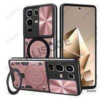 Funda for Infinix Note 50 Pro 4G Note 50X 50S Case Slide Camera Ring Stand Protect Cover for Infinix Note 50 Pro+ Plus 5G Capa Infinix Note 50 Pro+ mėlyna