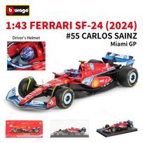Bburago 1:43 Ferrari SF24 2024 Miami GP F1 Formula Racing Car Static Simulation Diecast Alloy Model Car Acrylic Box