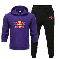 Red Bull Vyriški/moteriški sportinės aprangos komplektai Pavasaris Ruduo Prekės ženklo su gobtuvu džemperis Laisvalaikio sportinis kostiumas Vyriški 2 dalių gobtuviniai džemperiai + kelnės Vyriški drabužiai S juoda