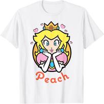 Nintendo Super Mario Princesės Peach Portreto Marškinėliai M balta