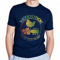 Autentiškas Woodstock 3 Dienos Taika Muzika Spalvotas Logotipas Gitara Paukštis Marškinėliai Viršus Vyriškas Prekės ženklas Marškinėliai Vyrams Vasariniai Medvilniniai Marškinėliai S