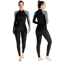 Moterų pilno kūno maudymosi kostiumas Rash Guard Lycra plonas hidrokostiumas vientisas maudymosi kostiumas užtrauktukas ilgomis rankovėmis nardymo kostiumas paplūdimio drabužiai apsauga nuo saulės L