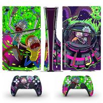 Rick and Morty vinilo apvalkalas PS5 Slim disko versijai, konsolei ir valdikliams