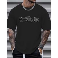 Europos dydžiai Stilingas LOS ANGELES raidžių grafikos spaudinys Vyriškas kūrybiškas viršutinis drabužis, Kasdienis trumpomis rankovėmis apvalia kaklo iškirpte T-shirt, Vyriški drabužiai vasaros laukui S balta