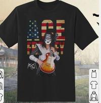 Ace Frehley Kisses Grupės Amerikos Vėliava Parašo Marškinėliai Visų Dydžių S-5XL AG03 Unisex Marškinėliai S gray
