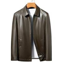 Men's Warm Leather Jacket: Middle-aged & Elderly, Autumn/Winter, Plus Velvet, Thickened, Windproof, Cycling Outerwear 2XL for 150-170 Jin
