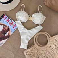 Push-up maudymosi kostiumai moterims Maudymosi kostiumai 2026 Seksualus Brazilijos bikini komplektas T-string Mikro bikinio Moteriškas maudymosi kostiumas Vienspalvis paplūdimio drabužis S