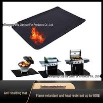 Cross-Border Fire Pit & BBQ Silicone Fireproof Mat Round (28cm) Black
