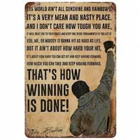 Vintažinis metalinis sienos menas Rocky Balboa skardinis ženklas 8x12 namų baro dekoras 20x30cm dangaus mėlyna spalva