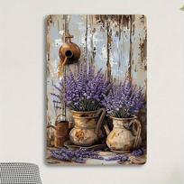 Vintažinis metalinis sienų dekoras Levandų ženklas Prancūziško kaimo dekoras Rustic skarda 20x30