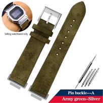 ONEDW5600 Vintage Leather Watchband For G-SHOCK Casio DW-5600 GW-B5600 GW-M5610 Retro Suede Fluff 16mm Watch Bracelet Brown StrapMN 16mm