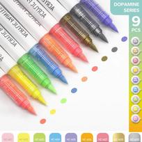 9PCS Professional Acrylic Brush Pen Set, Art Markers with Ink Control for Painting, Drawing & Sketching, Highlighter Pen, Manga