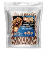Uniq Pets susuktos lazdelės su ėriena ir menke šunims, 500 g